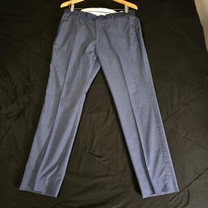 H&M Pants Mens 32x30 Blue Slim Fit Dress Flat Front Straight Leg Office Business
